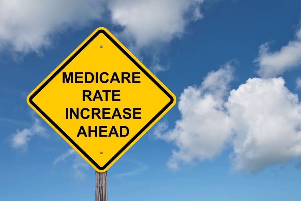 a road sign that says "medicare rate increase ahead"