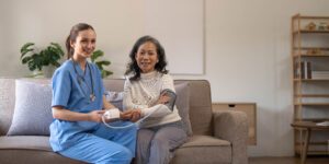 Nurse abiding by home health care plan